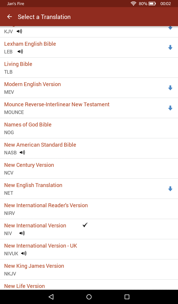 Bible Gateway Version Selection