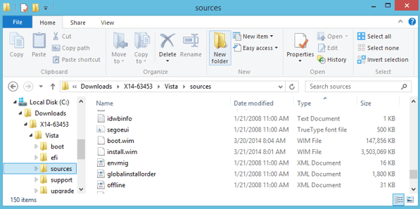 Sources folder with *.wim files